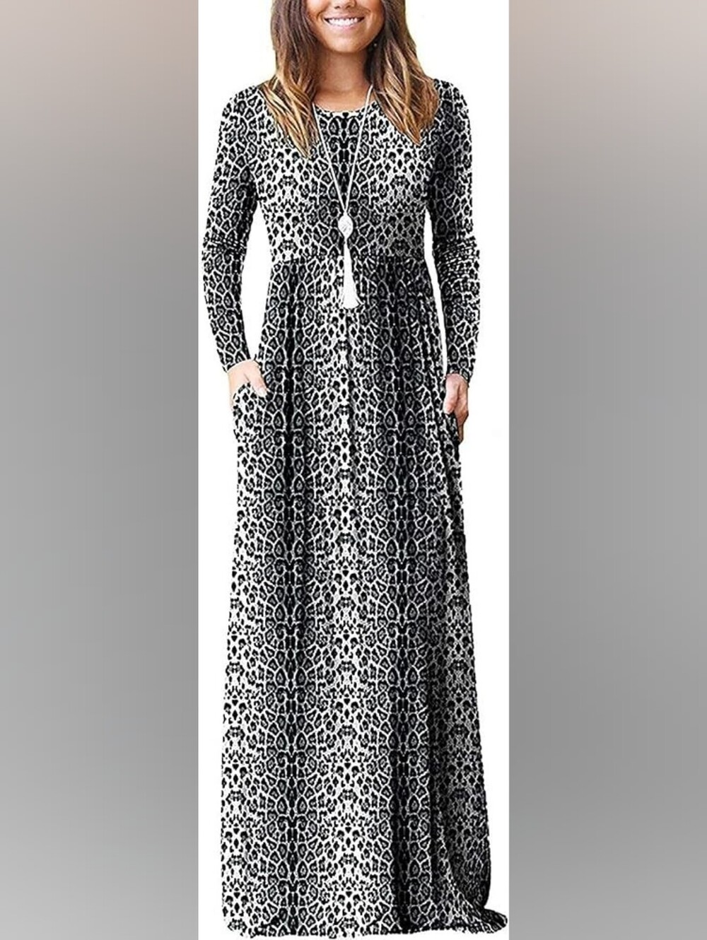 VIISHOW Women's Long Sleeve Maxi Dress In Leopard - XL